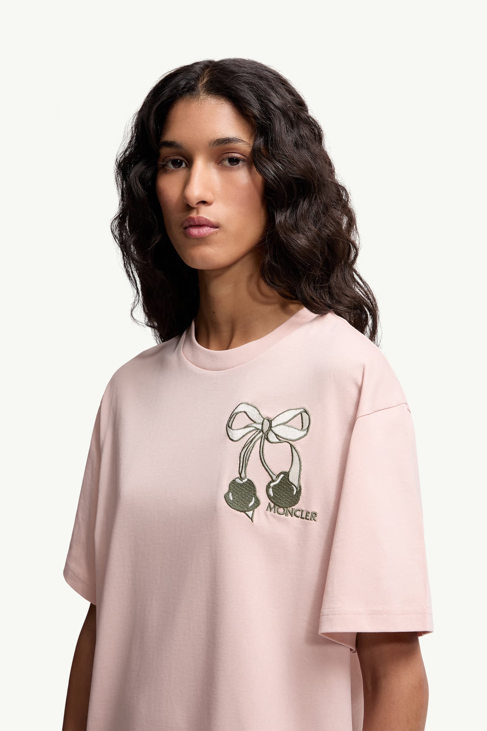 Embroidered Cherry Logo Cotton T-Shirt