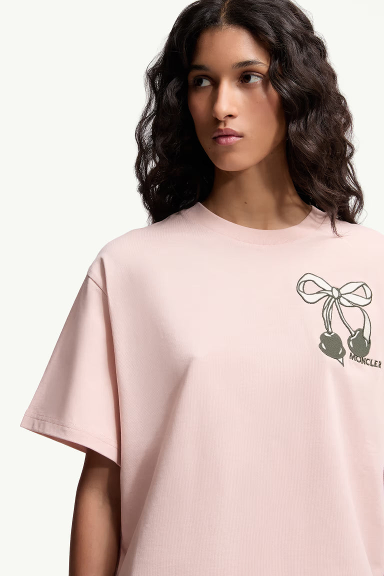 Embroidered Cherry Logo Cotton T-Shirt