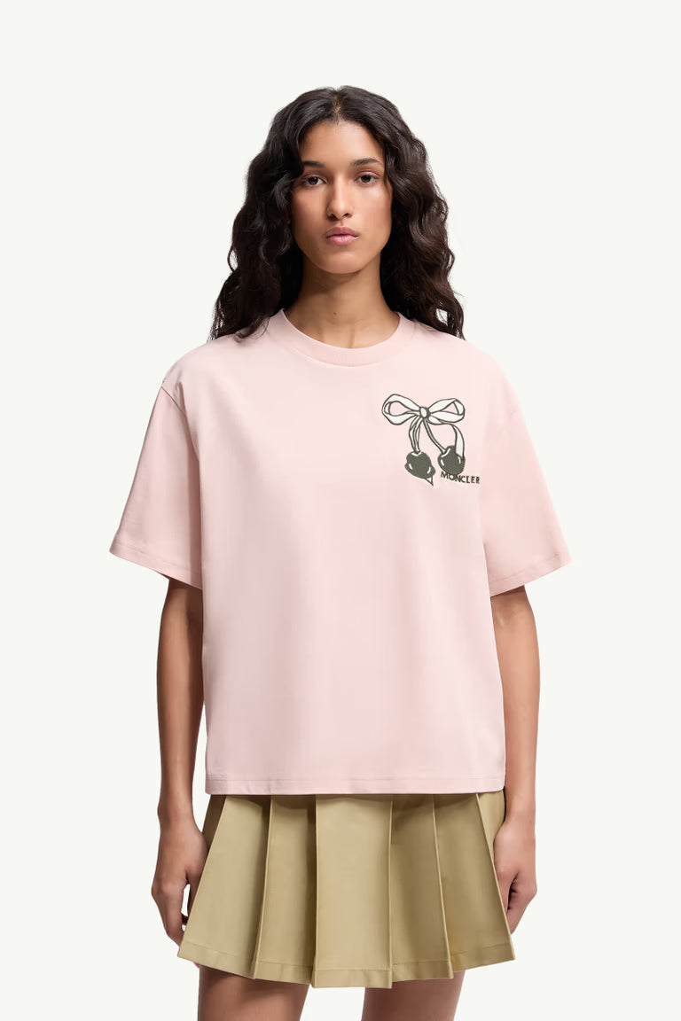 Embroidered Cherry Logo Cotton T-Shirt