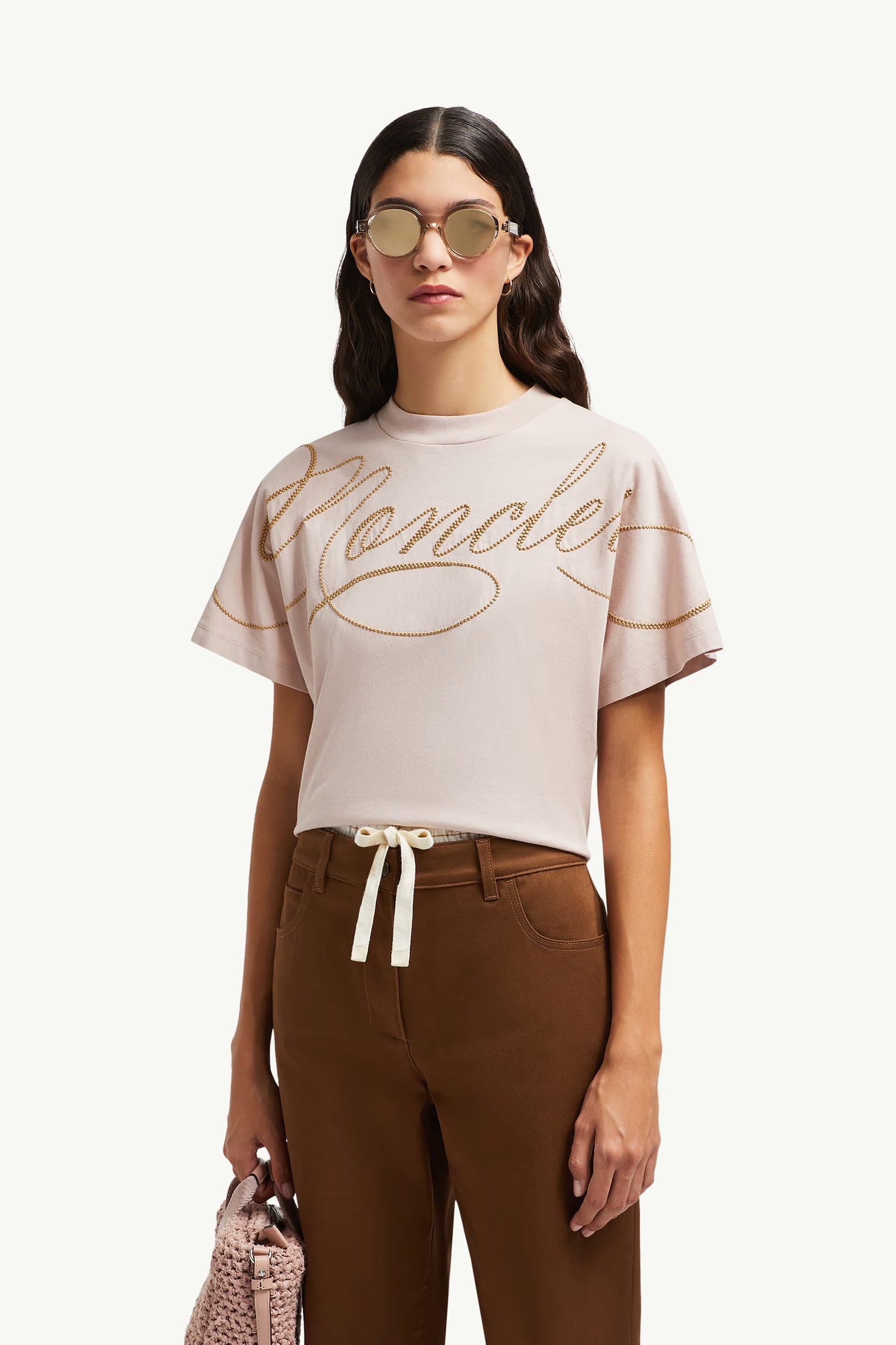 Embroidered Cursive Logo Cotton T-Shirt