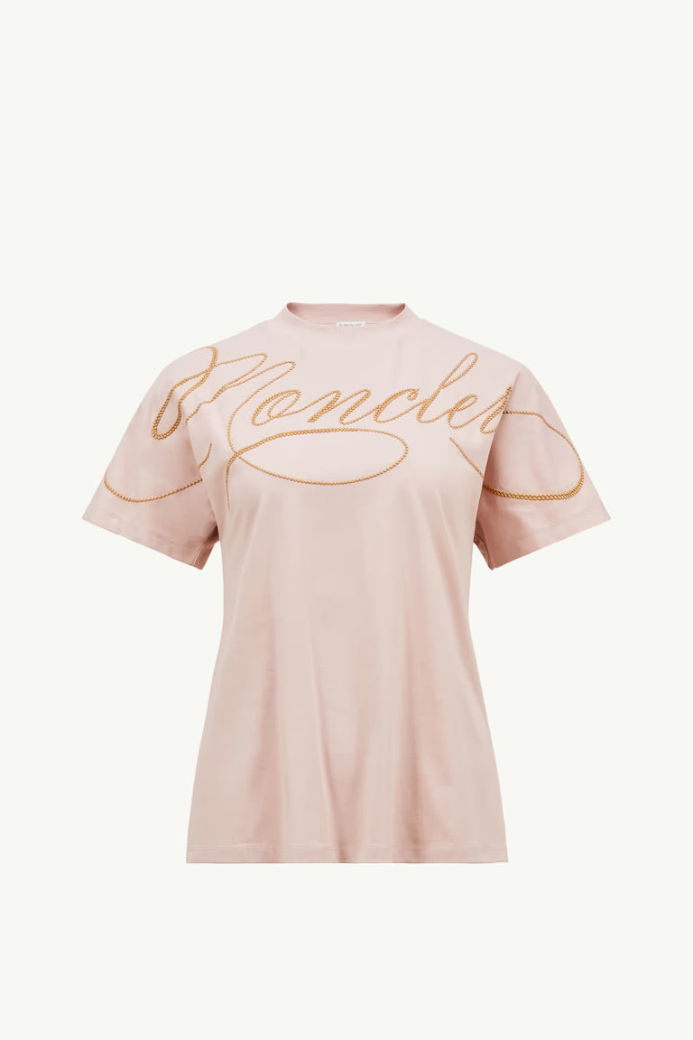 Embroidered Cursive Logo Cotton T-Shirt
