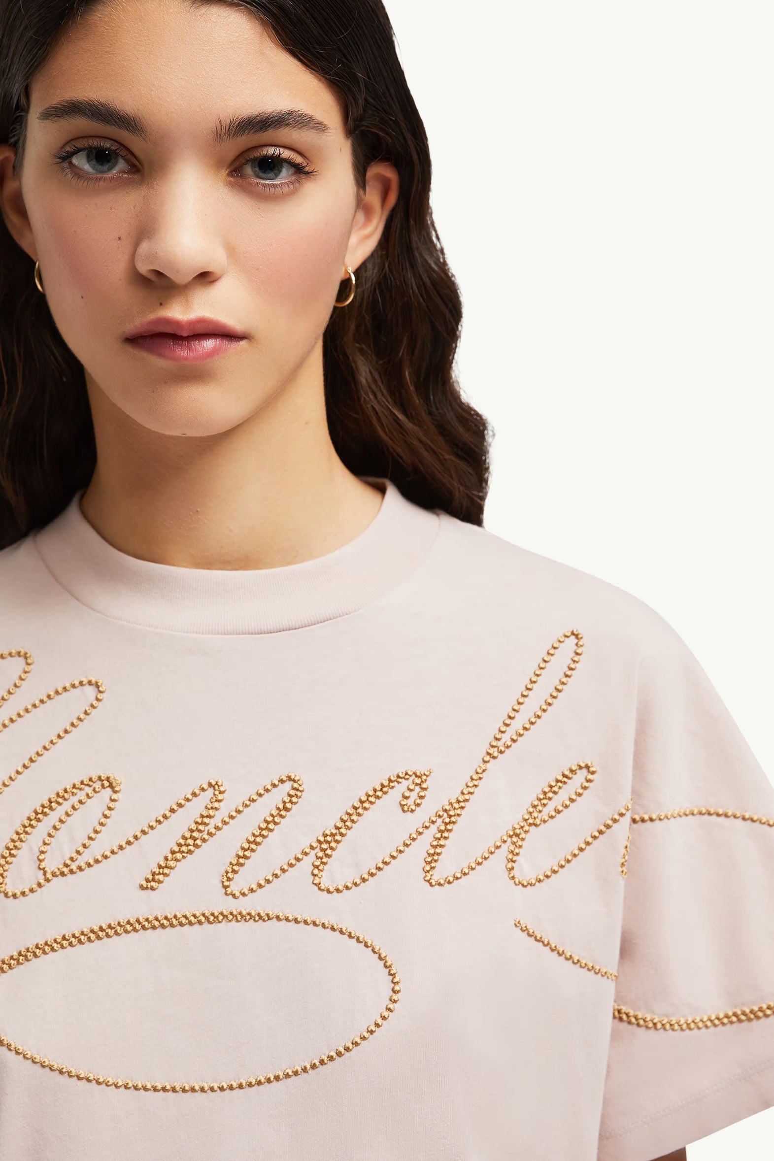 Embroidered Cursive Logo Cotton T-Shirt